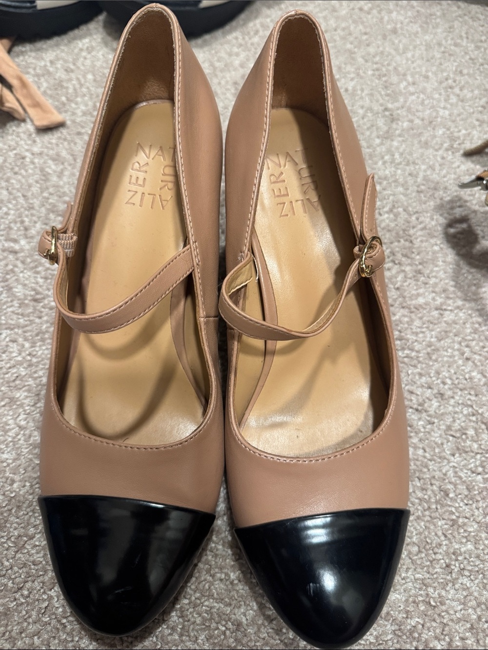 Naturalizer Nude and Black Mary Jane Pumps